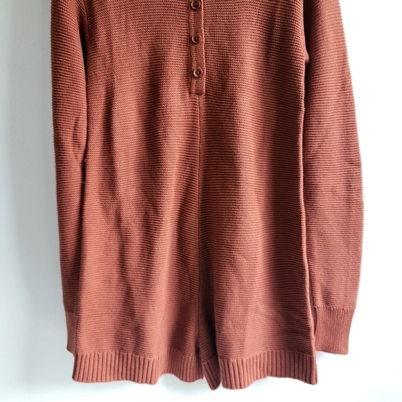 New WeWoreWhat Half Button Boxy Clay Knit Sweater Romper NWT XS - Picture 10 of 15
